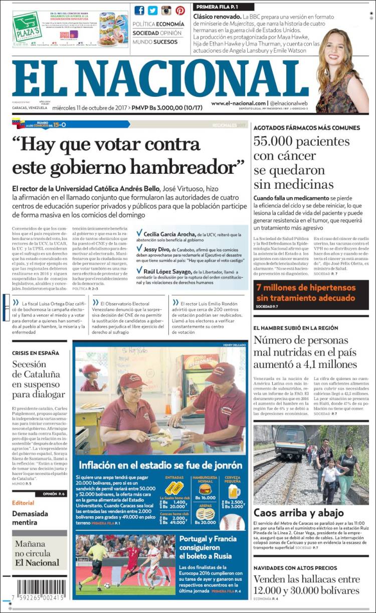 Portadas de este miércoles 11 de octubre de 2017