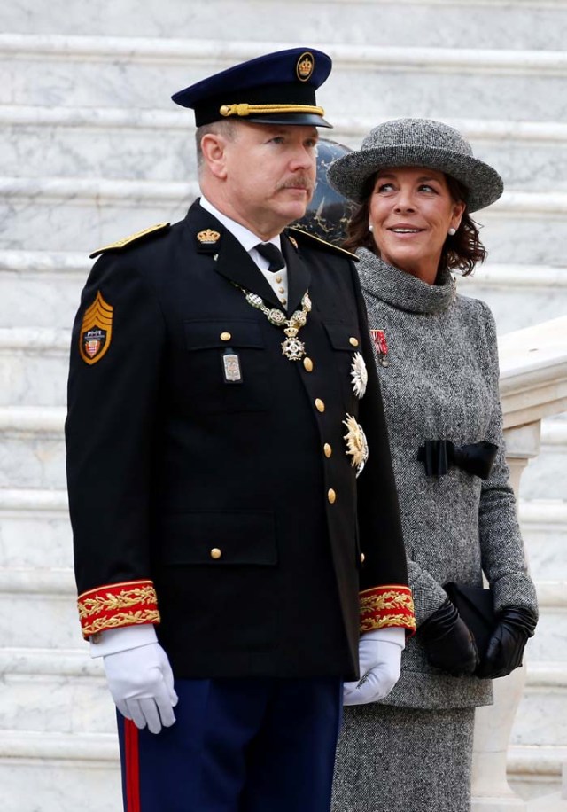 Prince Albert II of Monaco and Princess Caroline of Hanover attend the celebrations marking Monaco's National Day at the Monaco Palace, in Monaco, November 19, 2017. REUTERS/Sebastien Nogier/Pool