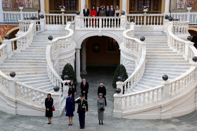 Prince Albert II of Monaco and members of his family attend the celebrations marking Monaco's National Day at the Monaco Palace, in Monaco, November 19, 2017. REUTERS/Valery Hache/Pool