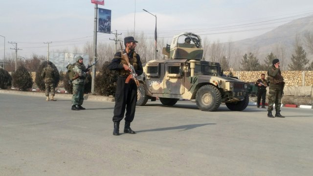 Afghan security forces keep watch at the site of an attack in Kabul, Afghanistan December 18 ,2017. REUTERS/Omar Sobhani