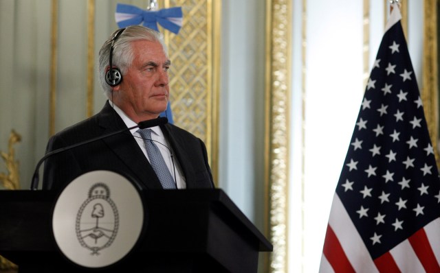 El secretario de Estado de Estados Unidos, Rex Tillerson, asiste a una conferencia de prensa en Buenos Aires. Febrero 4, 2018. REUTERS/Martín Acosta