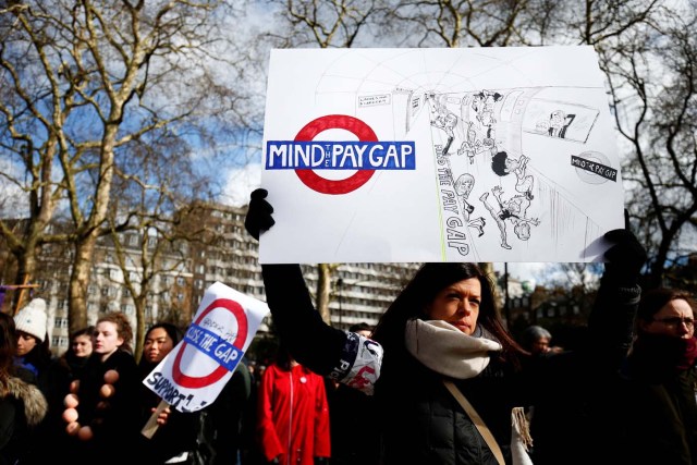 People attend a pro-women rights rally in central London, Britain. March 8, 2018. REUTERS/Henry Nicholls NO RESALES. NO ARCHIVES.