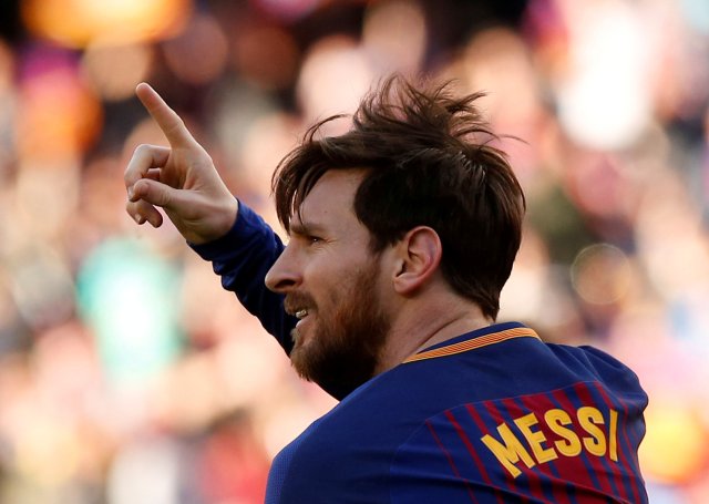 Soccer Football - La Liga Santander - FC Barcelona vs Athletic Bilbao - Camp Nou, Barcelona, Spain - March 18, 2018 Barcelona’s Lionel Messi celebrates scoring their second goal REUTERS/Albert Gea TPX IMAGES OF THE DAY