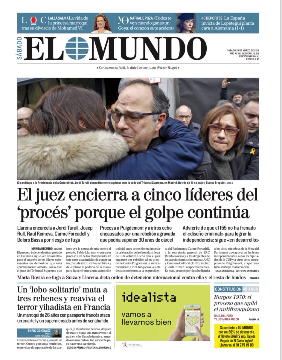 Portadas de la prensa internacional de este sábado 24 de marzo de 2018