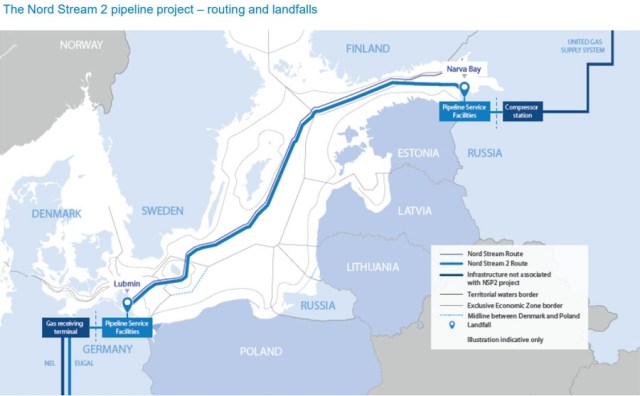 El gasoducto Nord Stream 2 usa el mar Báltico coomo ruta acuática para unir el gas de Rusia con una base de distribución en Alemania / cortesía Consultancy.ik