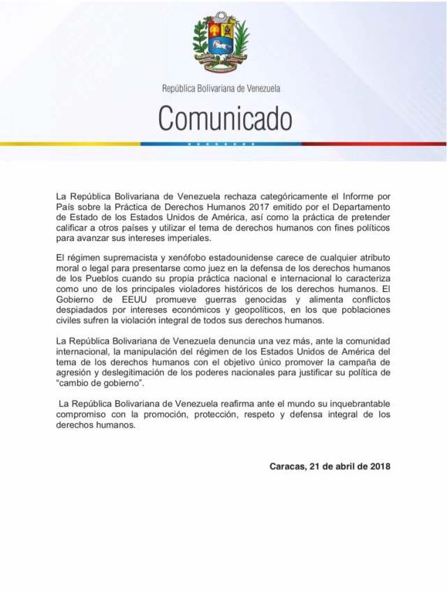 Comunicado Cancillería 