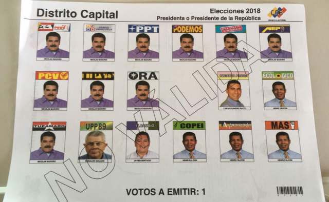 tarjetón para elecciones presidenciales