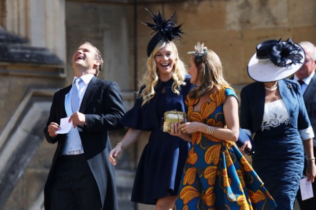 Chelsy Davy (C) arrives for the wedding ceremony of Britain's Prince Harry, Duke of Sussex and US actress Meghan Markle at St George's Chapel, Windsor Castle, in Windsor, on May 19, 2018. / AFP PHOTO / POOL / Chris Jackson