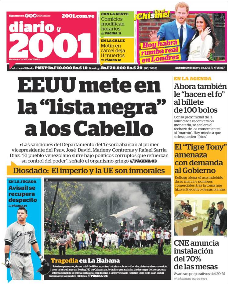 Portadas de este sábado 19 de mayo de 2018