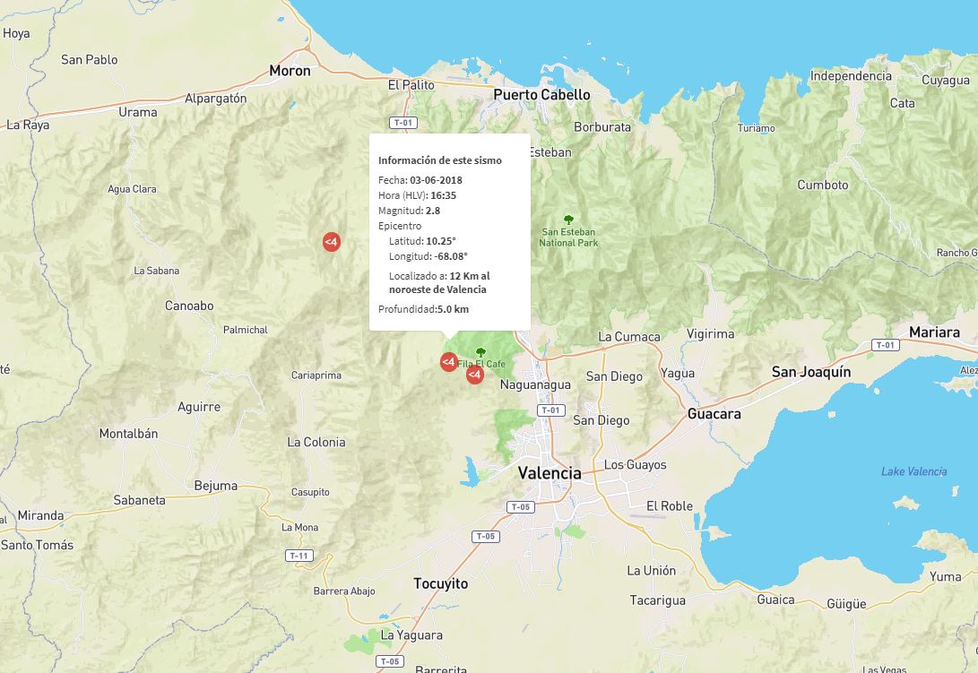 Registran sismo de 2,8 al noroeste de Valencia #3Jun