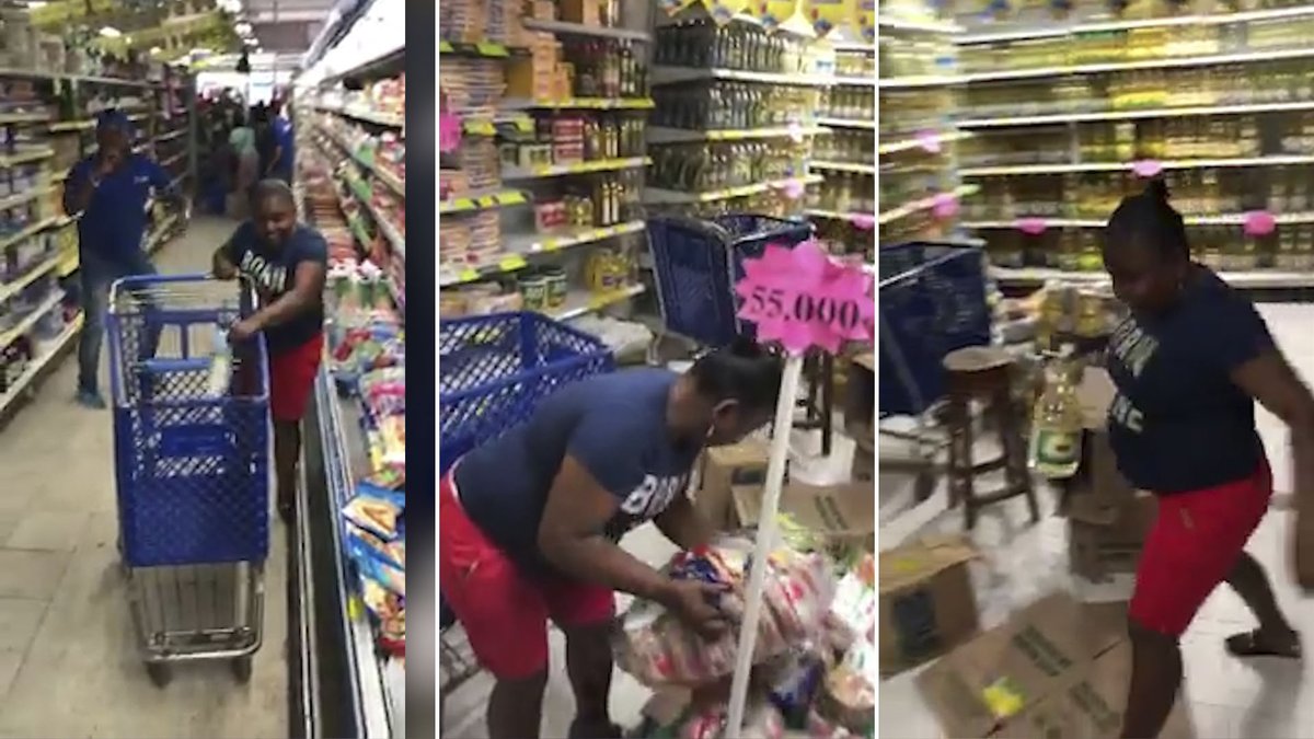 Viral: Mujer perdió media vida durante un concurso del minuto gratis de mercado en Colombia (Video)