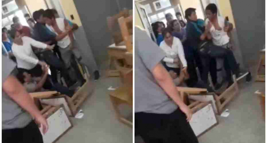 Le dijo que raspó una materia y desató su furia cayéndole a patadas al profesor (VIDEO)