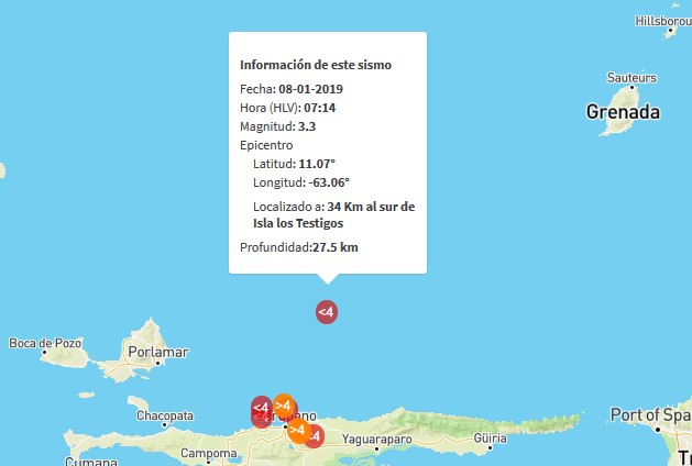 Tembló en la Isla Los Testigos