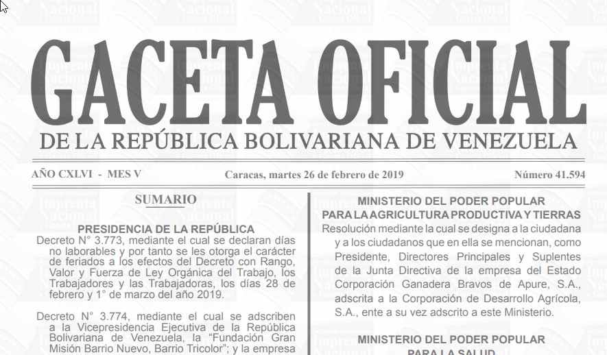 Oficializan en Gaceta feriado de Carnaval desde el jueves #28Feb