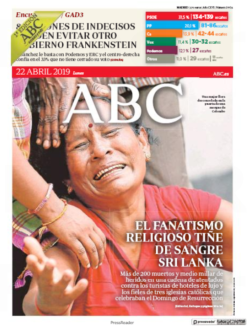 Portadas de la prensa internacional de este lunes 22 de abril de 2019