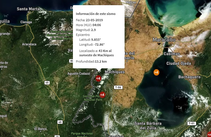 Sismo de intensidad 2.9 se registró en Machiques #23May