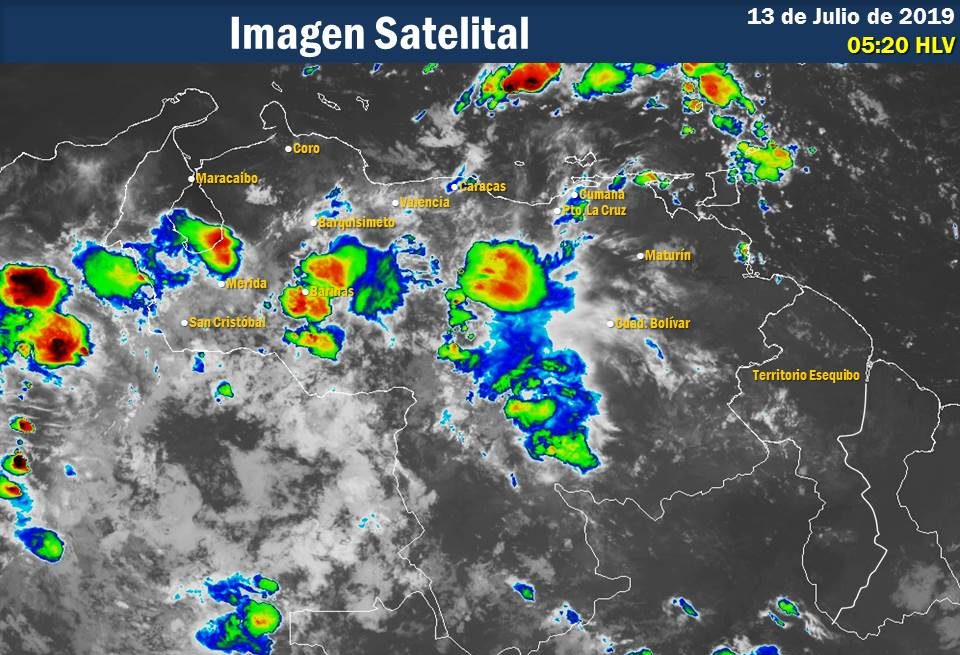 El estado del tiempo en Venezuela este sábado #13Jul, según el Inameh