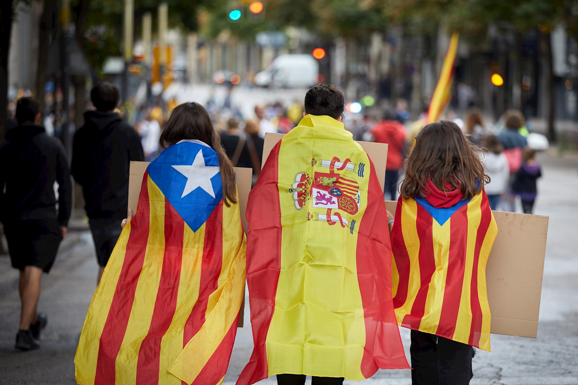 Carreteras cortadas y manifestaciones en huelga independentista de Cataluña