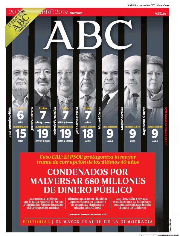 Portadas de la prensa internacional de este miércoles 20 de noviembre de 2019