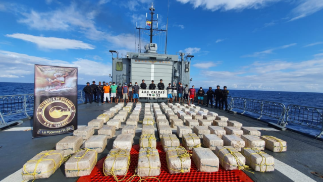 Colombia incautó en cocaina cerca de 80 millones de dólares. Imagen cortesía de la Armada. 