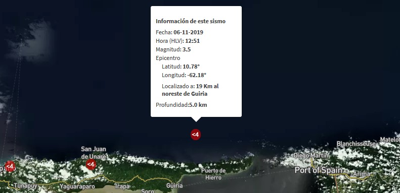 Sismo de magnitud 3.5 se registró en Güiria