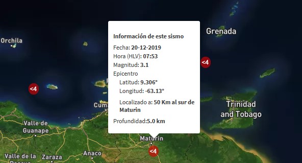 Sismo de magnitud 3.1 sacudió el sur de Maturín