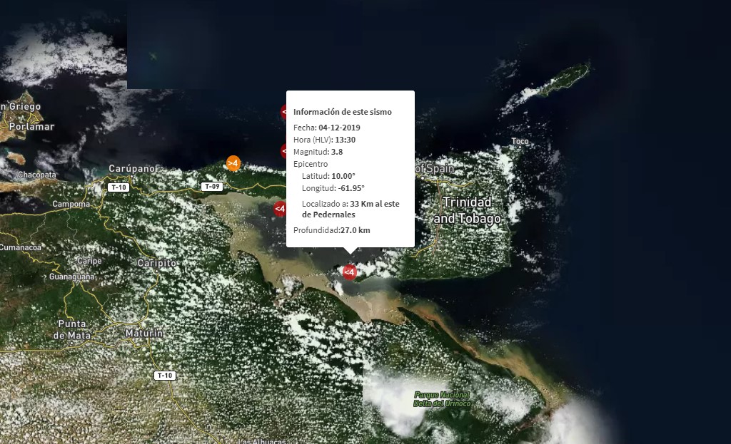 Sismo de magnitud de 3.8 al este de Pedernales