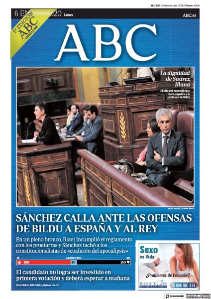 Portadas de la prensa internacional de este lunes 6 de enero de 2020