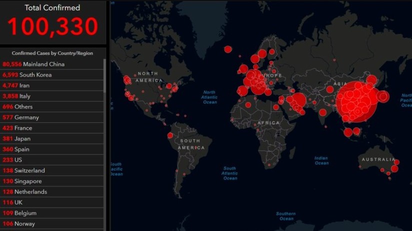 Casos de coronavirus en el mundo superaron la barrera de los 100 mil