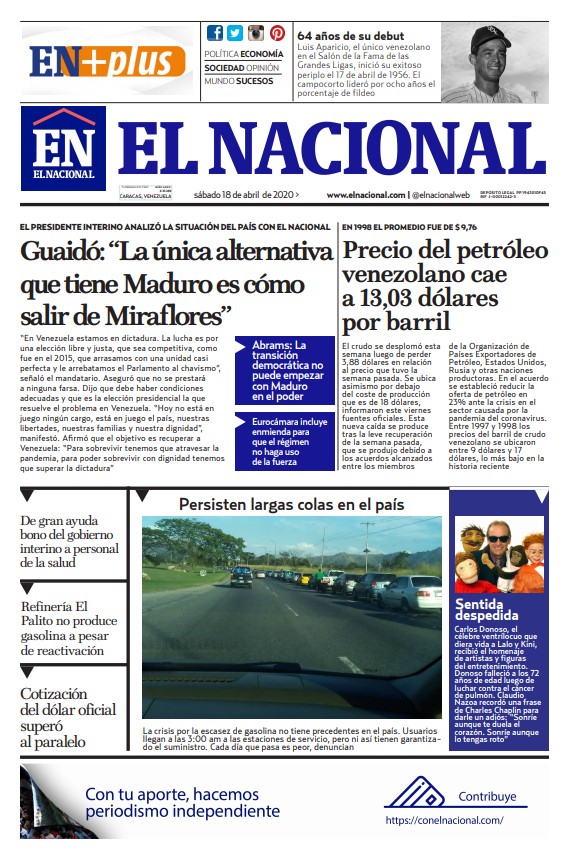 Portadas de este sábado 18 de abril de 2020