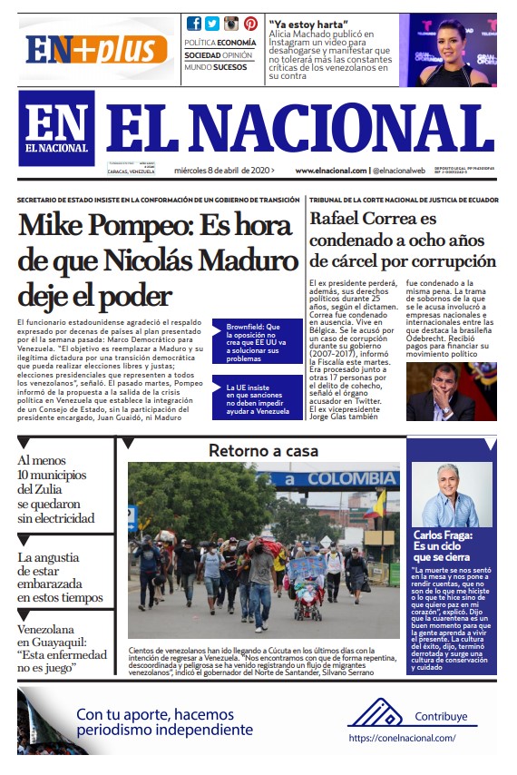 Portadas de este miércoles 8 de abril de 2020