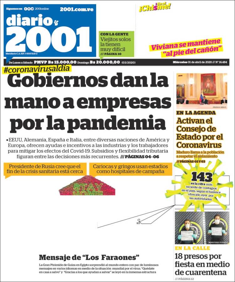 Portadas de este miércoles 1 de abril de 2020