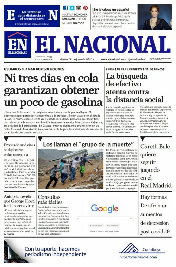 Portadas de este viernes 5 de junio de 2020