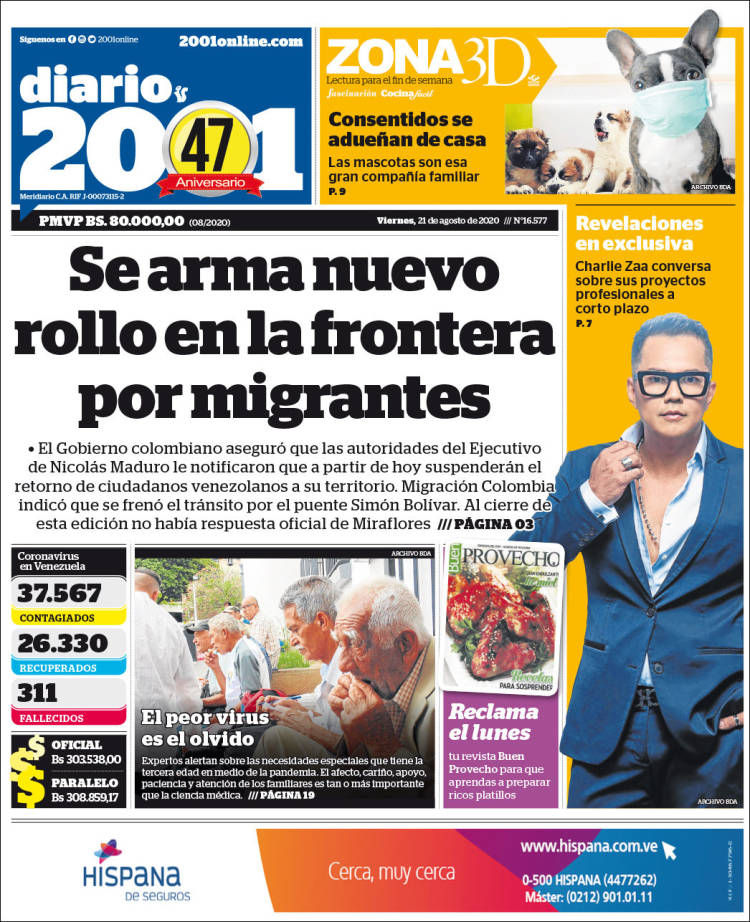 Portadas de este viernes 21 de agosto de 2020