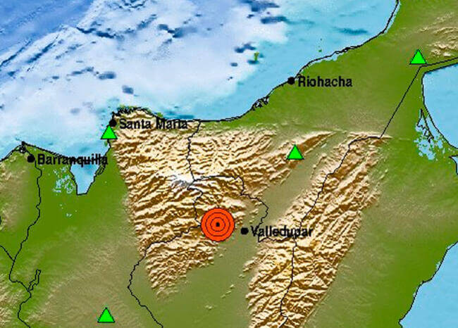 Fuerte temblor superficial sacudió a Valledupar, Colombia