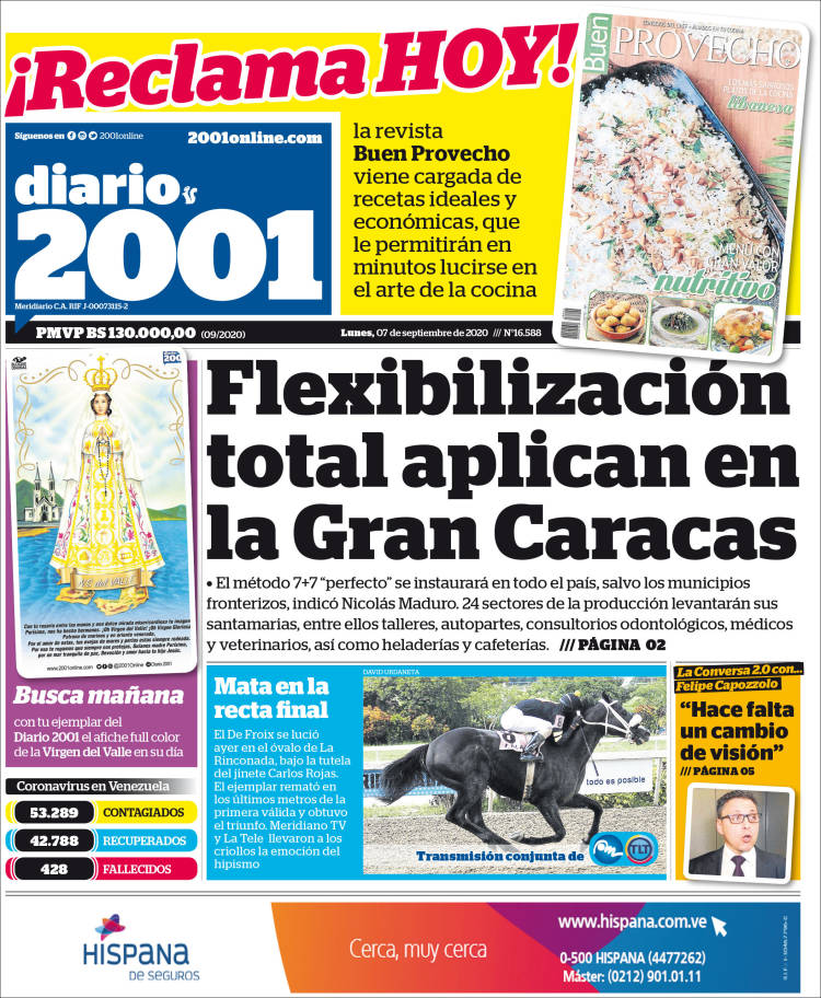 Portadas de este lunes 7 de septiembre de 2020