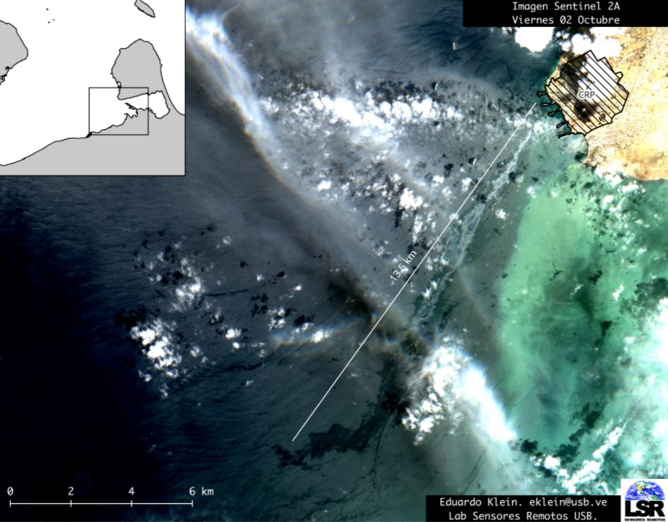 Derrame en la refinería Cardón muestra una extensión de 13 kilómetros (Imagen Satelital)