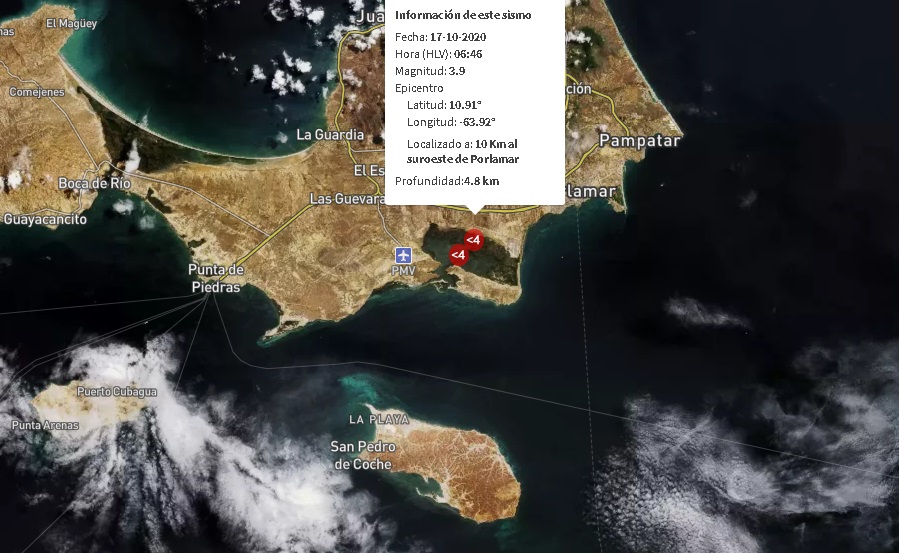 Se registró sismo de magnitud 3.9 en Nueva Esparta #17Oct