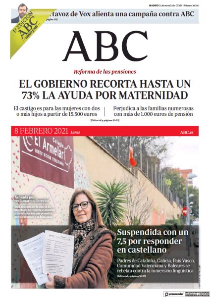 Portadas de la prensa internacional de este lunes 8 de febrero de 2021