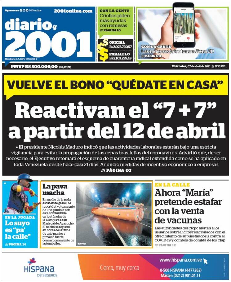 Portadas de este miércoles 7 de abril de 2021