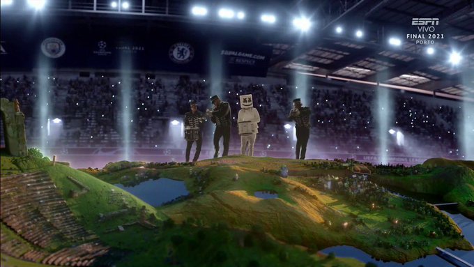 Impresionante show de clausura de Marshmello junto a Selena Gómez en la Champions League (VIDEOS)