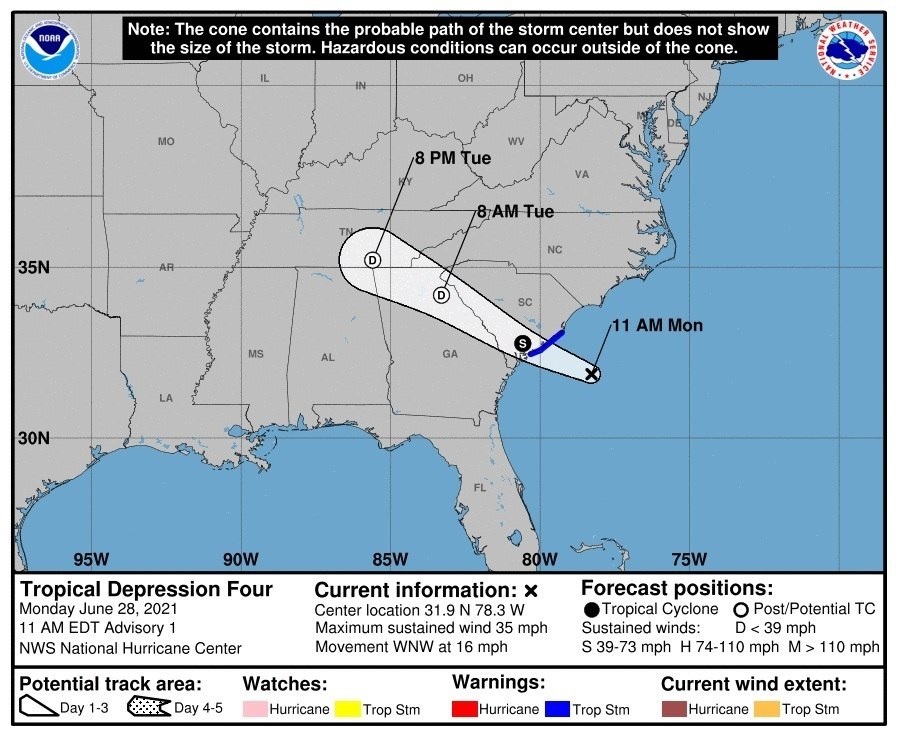 Tormenta tropical Danny tocó tierra en Carolina del Sur, EEUU