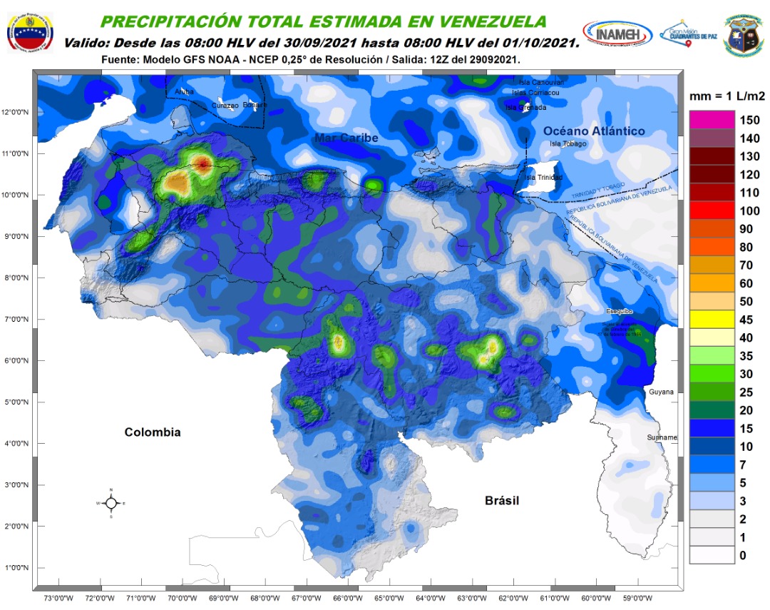 Nubosidad, lluvias, ráfagas de viento y descargas eléctricas: El pronóstico de Inameh para este #30Sep