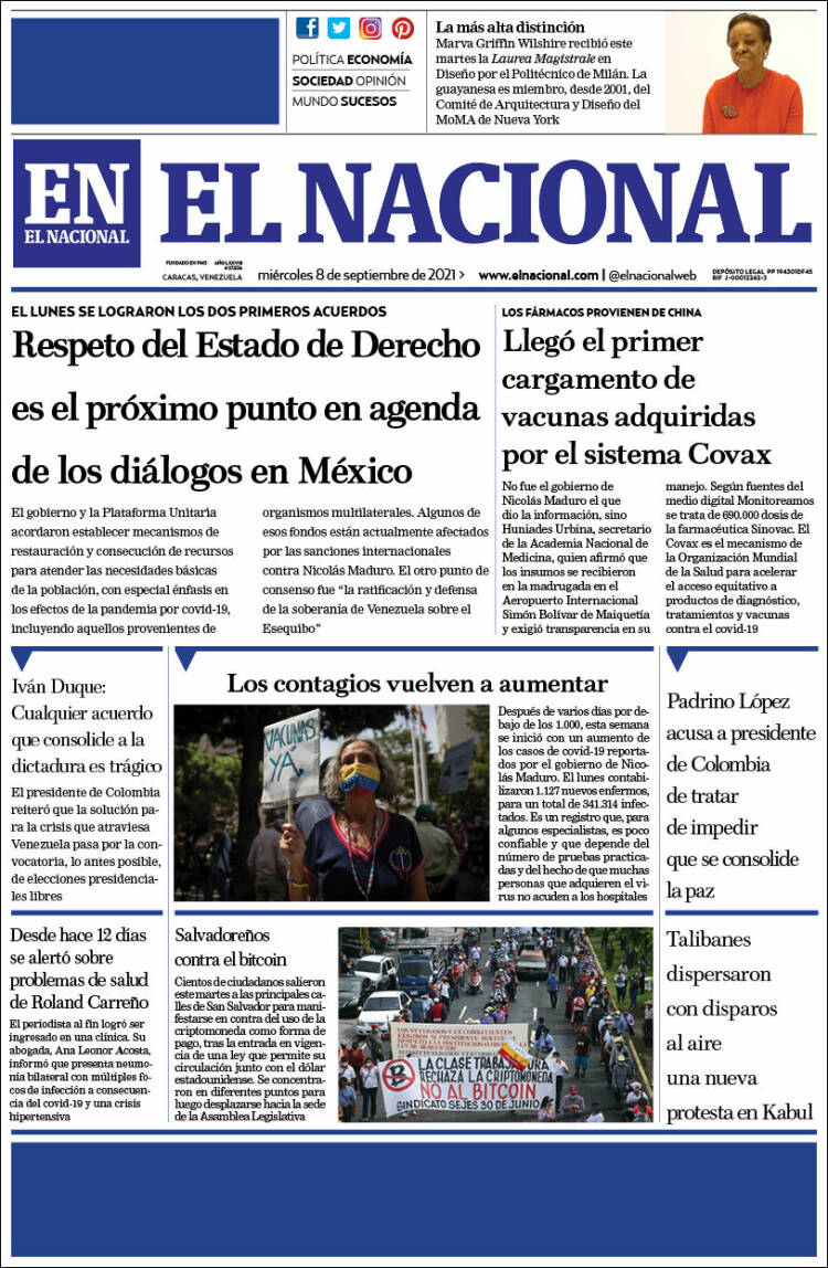 Portadas de este miércoles 8 de septiembre de 2021