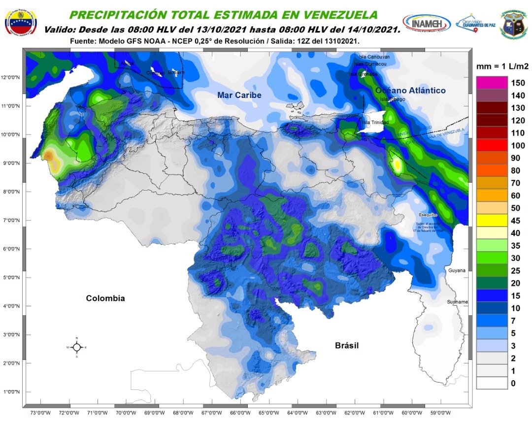 Lluvias, ráfagas de viento y actividad eléctrica: El pronóstico de Inameh para este #13Oct