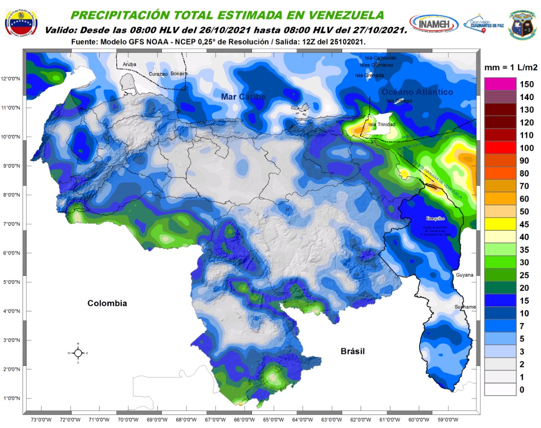 Lluvias, descargas eléctricas y ráfagas de viento: El pronóstico de Inameh para este #26Oct