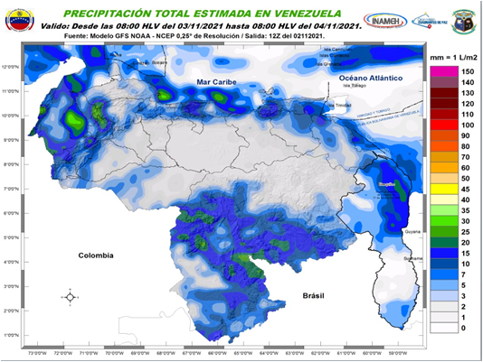 Fuertes lluvias, actividad eléctrica y ráfagas de viento: El pronóstico de Inameh para este #3Nov