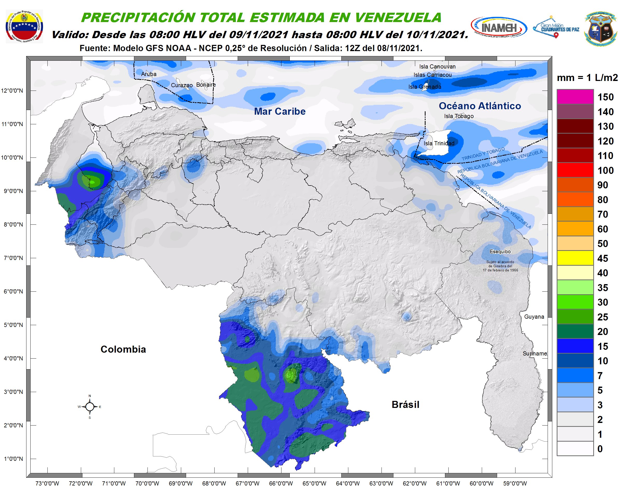 Inameh prevé para este #9Nov escasa nubosidad y baja probabilidad de lluvias