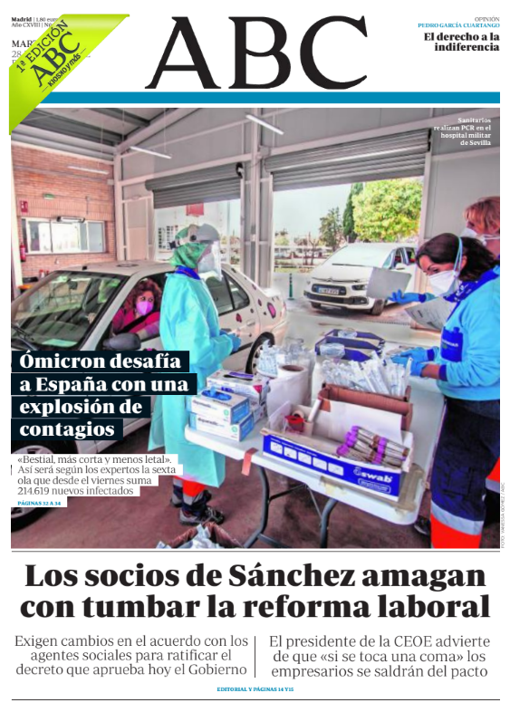 Portadas de la prensa internacional de este martes 28 de diciembre de 2021