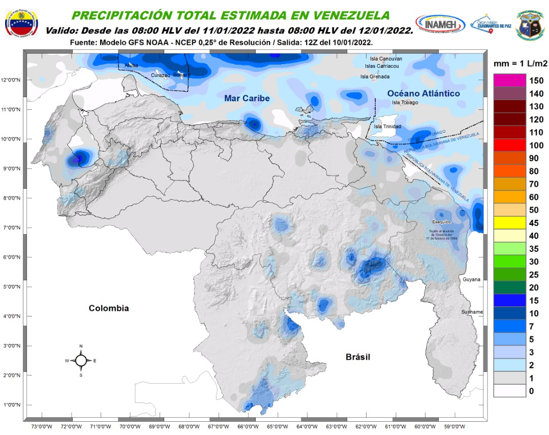 Lluvias, lloviznas y nubosidad: el pronóstico de Inameh para este #11Ene